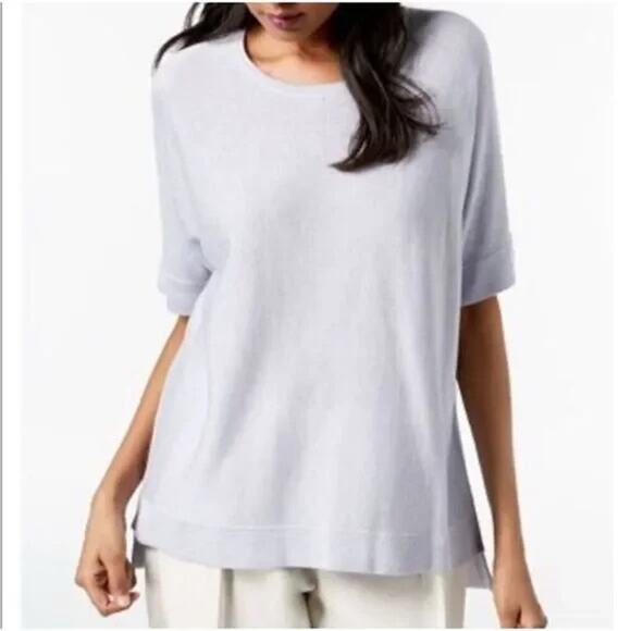 Eileen Fisher Tops - EILEEN FISHER Top Womens M Pale Periwinkle Tunic Tencel Silk Resort Wear Cruise